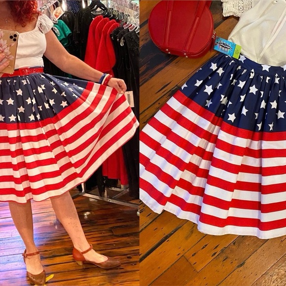 ❤️🤍💙Unique Vintage Blue and White Star Full Swing Skirt - Picture 8 of 8